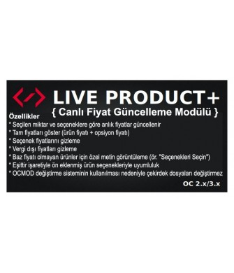 Live Product + (canlı fiyat güncellemesi)