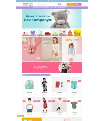 E-Ticaret Marketi 3.x Bebek Giyim Tema Full Paket